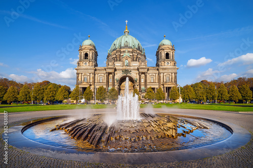 the famous berlin cathedral under a blue sky
