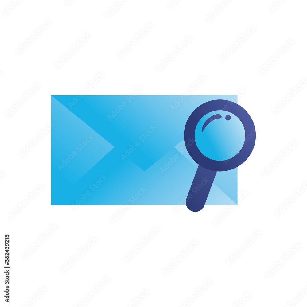 lupe with envelope gradient style icon vector design