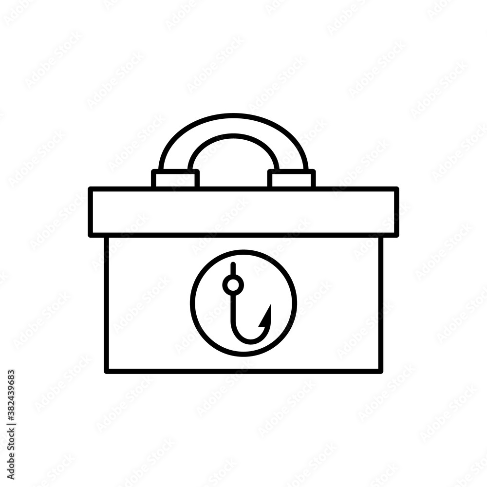Fish box line icon. Cooler, container, package. Fishing concept. Vector illustration can be used for topics like Fish box line icon. Cooler, container, package. Fishing concept. Vector illustration can be used for topics like