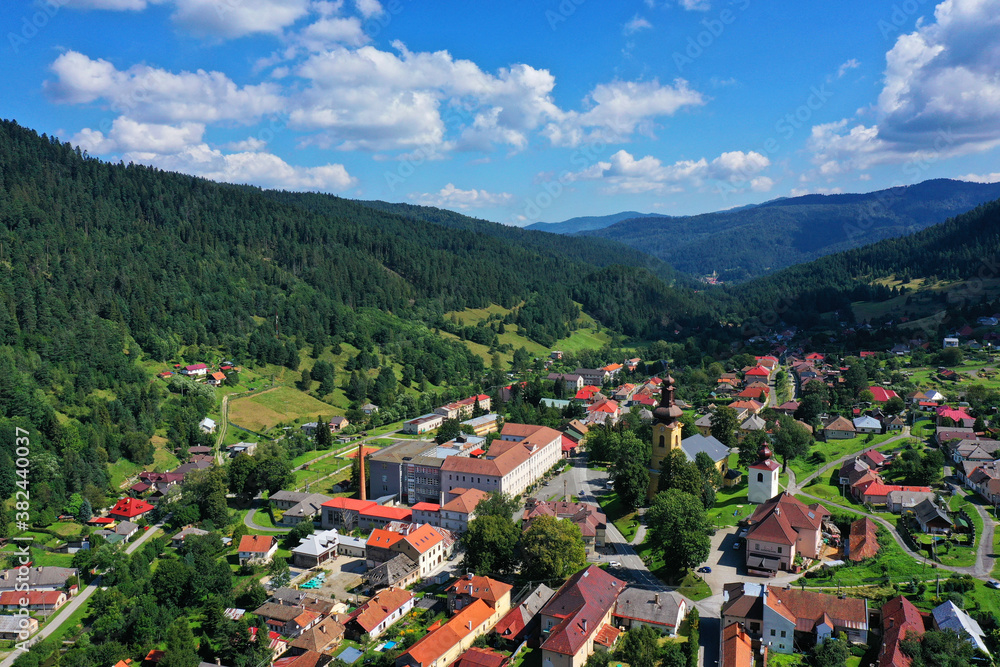 Aerial view of the village Smolnik in Slovakia