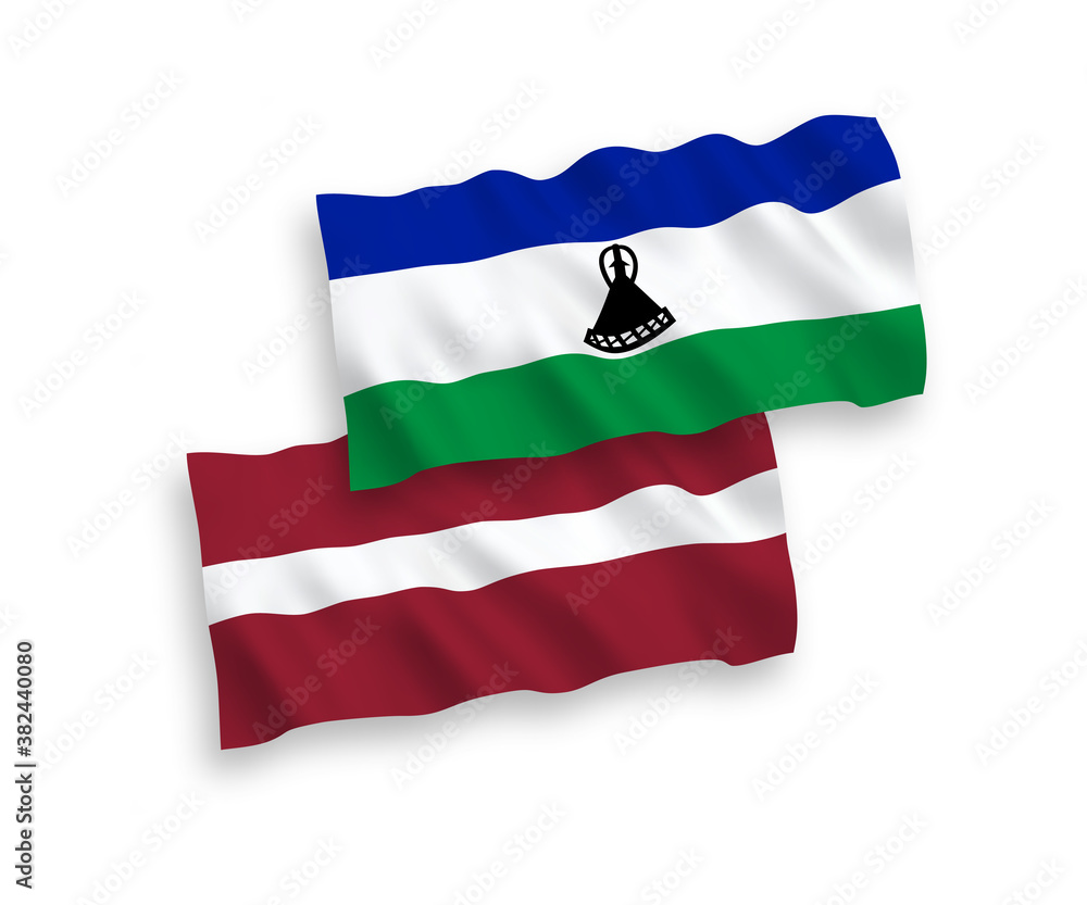 Flags of Latvia and Lesotho on a white background