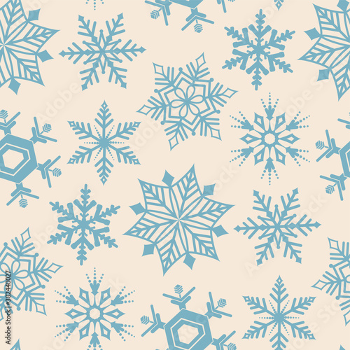 Seamless vector snowflakes pattern. Christmas background for wrapping  cover  packaging  gifts etc. New year holiday winter pattern. 