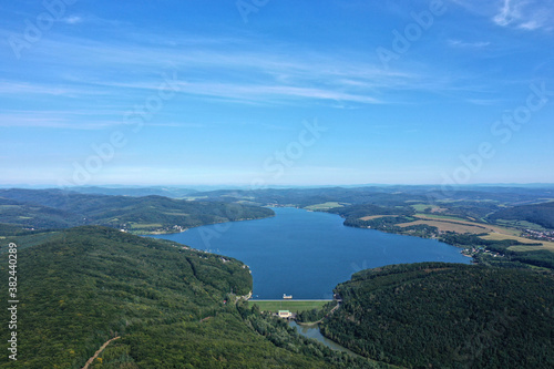 Aerial view of Velka Domasa water reservoir in Slovakia