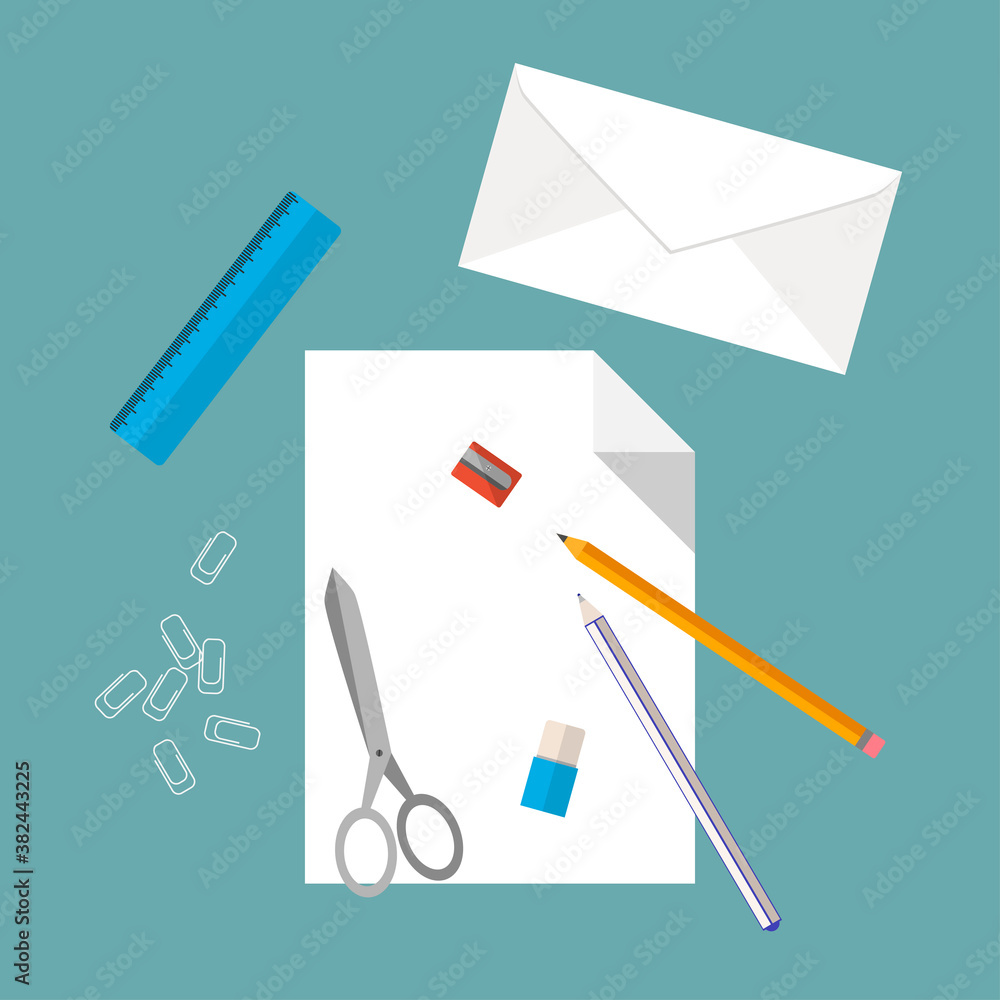 Vector flat writing letter set Vector flat writing letter set