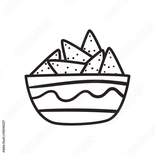 mexican nachos bowl free form line style icon vector design