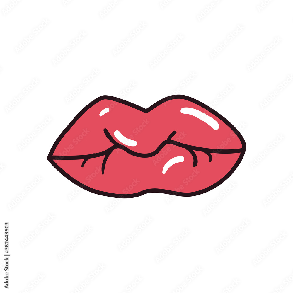 pop art female mouth line and fill style icon vector design pop art female mouth line and fill style icon vector design