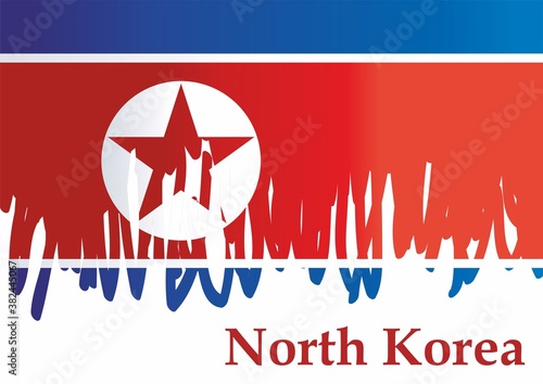 Flag of North Korea, Democratic People's Republic of Korea. Bright, colorful vector illustration. photo