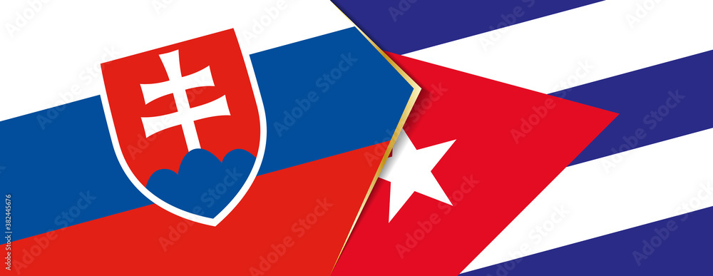 Slovakia and Cuba flags, two vector flags.