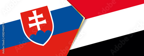 Slovakia and Yemen flags, two vector flags.