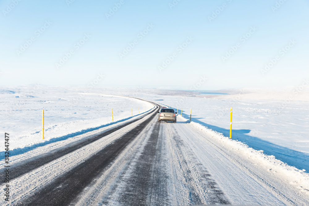 Winter road in Westfjords, Iceland