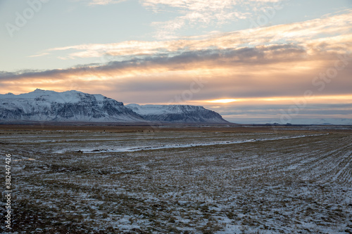 Sunrise in the Icelandic countryside