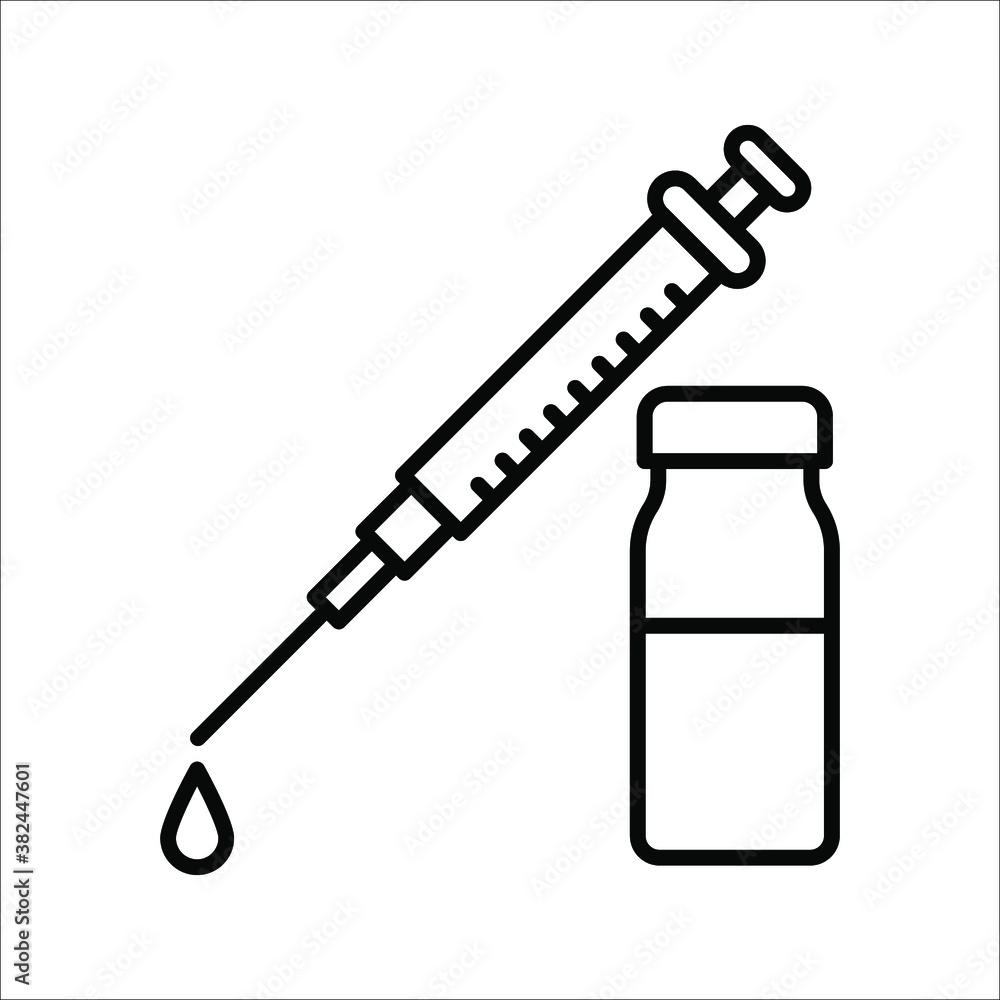 Fototapeta premium vector medical icon for pandemic vaccine ampoule and syringe. Image of covid-19 vaccine and syringe. Illustration of antiviral vaccine.
