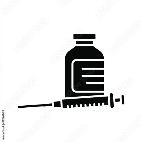 vector medical icon for pandemic vaccine ampoule and syringe. Image of covid-19 vaccine and syringe. Illustration of antiviral vaccine.