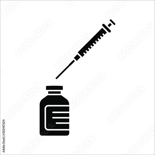 vector medical icon for pandemic vaccine ampoule and syringe. Image of covid-19 vaccine and syringe. Illustration of antiviral vaccine.