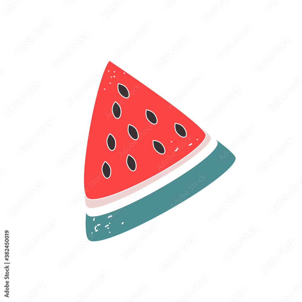 Vector flat image of a piece of watermelon on a white background Vector flat image of a piece of watermelon on a white background