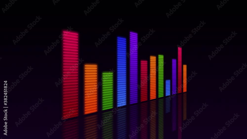Audio waveform equalizer on black background loop animation. Music or ...