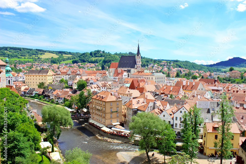 Brown roofs of the Czech town of Krumlov