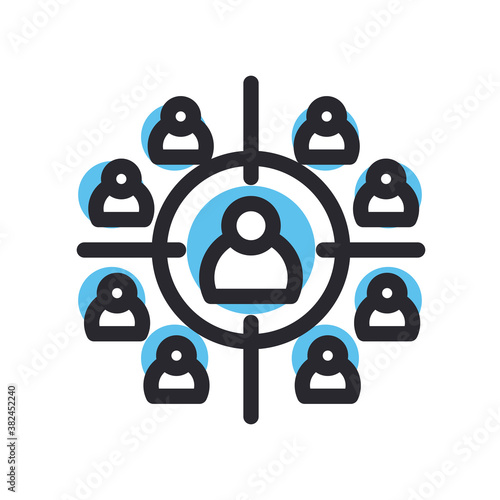 people around target line and fill style icon vector design