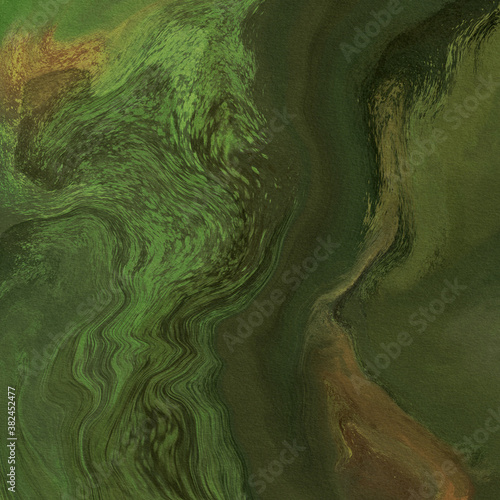 Fotografija Fall watercolor marble texture leaf green Autumn background earthy natural wavy