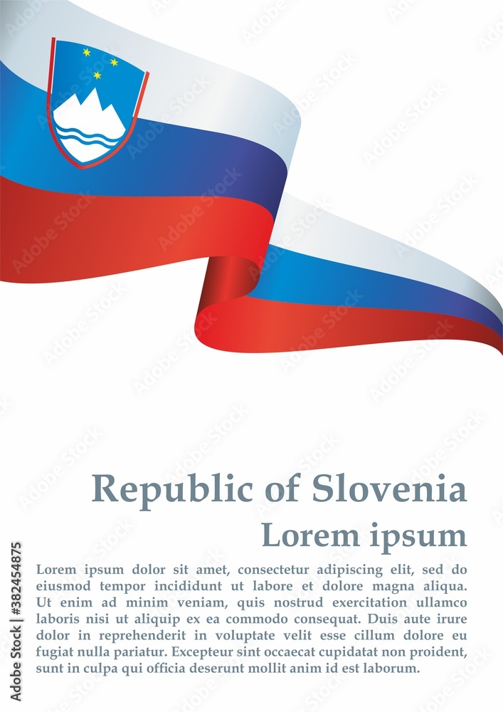 Flag of Slovenia, Republic of Slovenia. Template for award design, an official document with the flag of Slovenia. Bright, colorful vector illustration Flag of Slovenia, Republic of Slovenia. Template for award design, an official document with the flag of Slovenia. Bright, colorful vector illustration