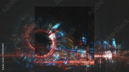 Cyber city abstract design, modern futuristic concept with design square cut