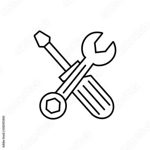 wrench and screwdriver crossed icon Element of building icon for mobile concept and web apps. Thin line wrench and screwdriver crossed icon can be used for web and mobile. Premium icon