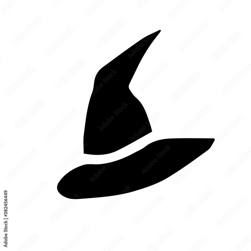 Fototapeta premium vector illustration.Icon item of clothing of the evil witch witch hat.happy Halloween label for greeting cards, banners, business cards, posters. isolated on a white background