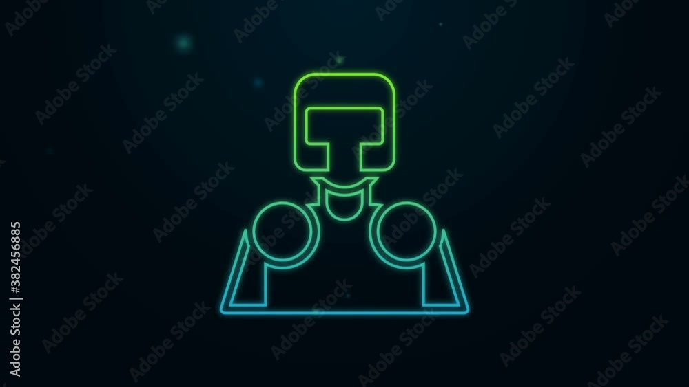Glowing neon line Medieval knight icon isolated on black background. 4K Video motion graphic animation Glowing neon line Medieval knight icon isolated on black background. 4K Video motion graphic animation