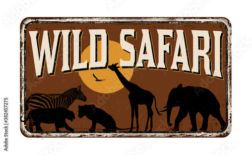 Wild safari vintage rusty metal sign