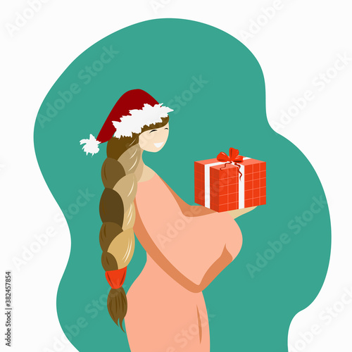 The girl gets a gift in her hands