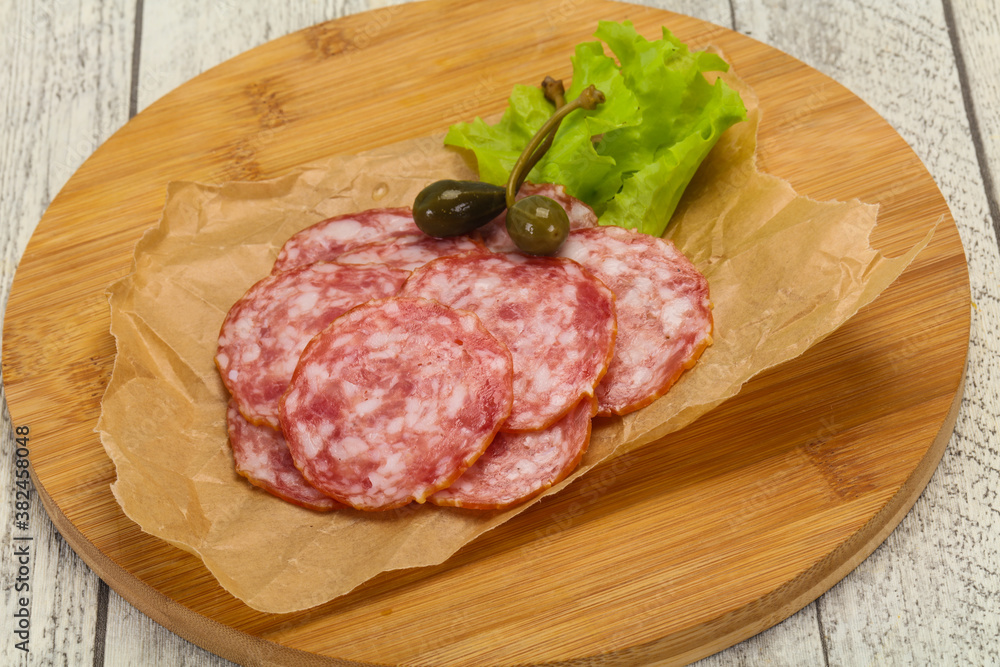 Spanish Salchichon sausage with salad