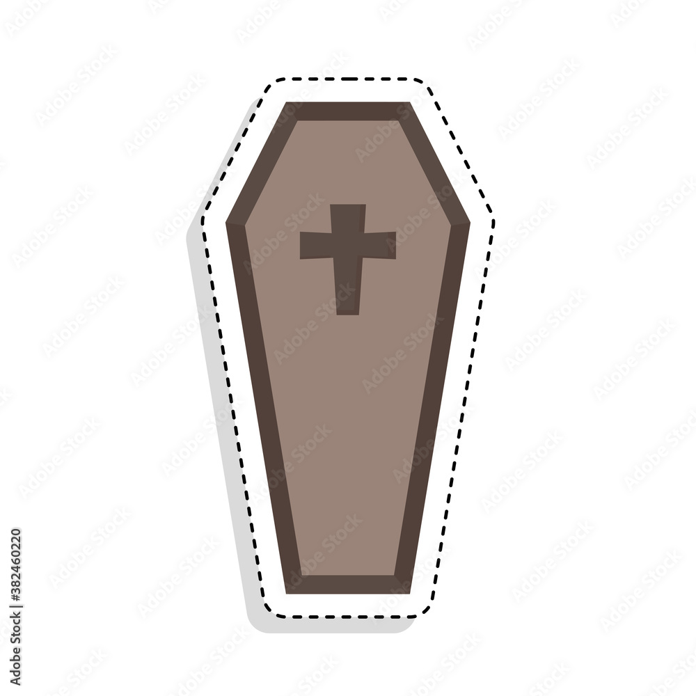 Fototapeta premium Sticker of a dracula coffin icon. Halloween season icon - Vector