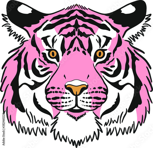 Pink Tiger animal vector Illustration
