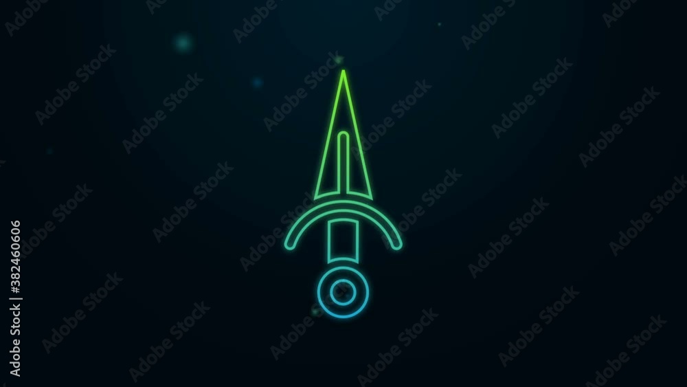 Glowing neon line Dagger icon isolated on black background. Knife icon. Sword with sharp blade. 4K Video motion graphic animation Glowing neon line Dagger icon isolated on black background. Knife icon. Sword with sharp blade. 4K Video motion graphic animation