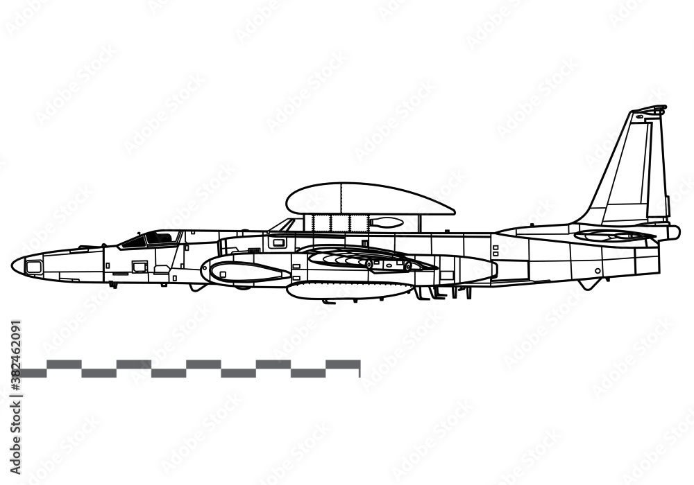 Lockheed U-2R Dragon Lady. Senior Span Configuration. Strategic reconnaissance aircraft. Side view. Image for illustration and infographics.