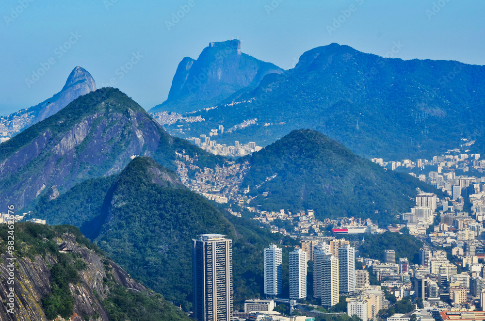 City Skyline of Rio de Janeiro Brazil with Layered Hills