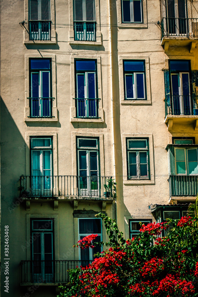 View of the facade of a building in the downtown of Lisbon in Portugal
View of the facade of a building in the downtown of Lisbon in Portugal