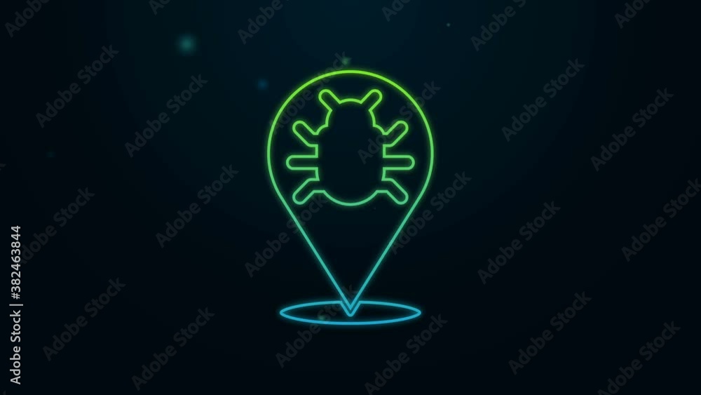 Glowing neon line System bug concept icon isolated on black background. Code bug concept. Bug in the system. Bug searching. 4K Video motion graphic animation Glowing neon line System bug concept icon isolated on black background. Code bug concept. Bug in the system. Bug searching. 4K Video motion graphic animation