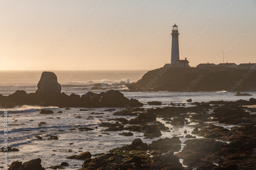 Pigeon Point Lighthouse during Sunset in California