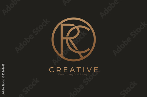 Abstract initial letter R and C logo,circle line and letter RC combination, usable for branding and business logos, Flat Logo Design Template, vector illustration