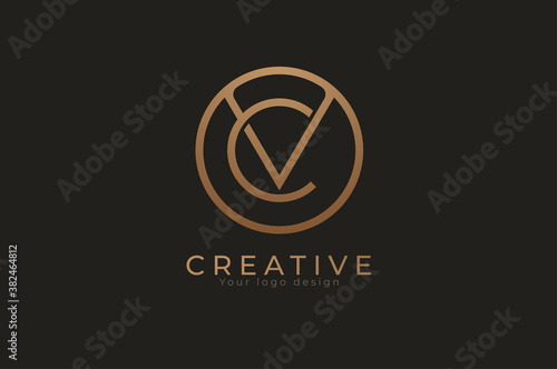 Abstract initial letter V and C logo,circle line and letter VC combination, usable for branding and business logos, Flat Logo Design Template, vector illustration