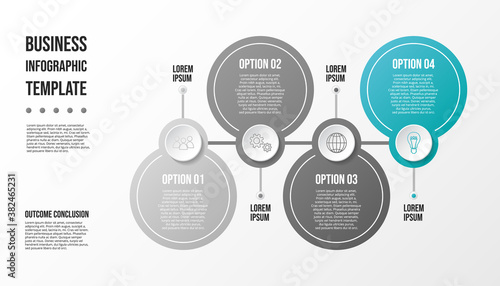 Gray infographic with business icons. Flowchart concept. Vector