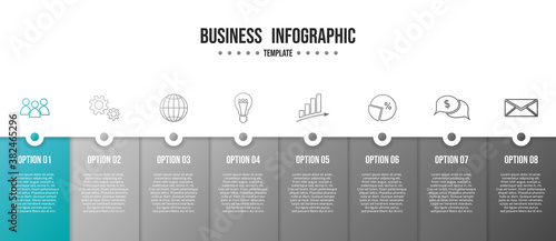 Infographic layout concept. Gray flowchart with business icons. Vector