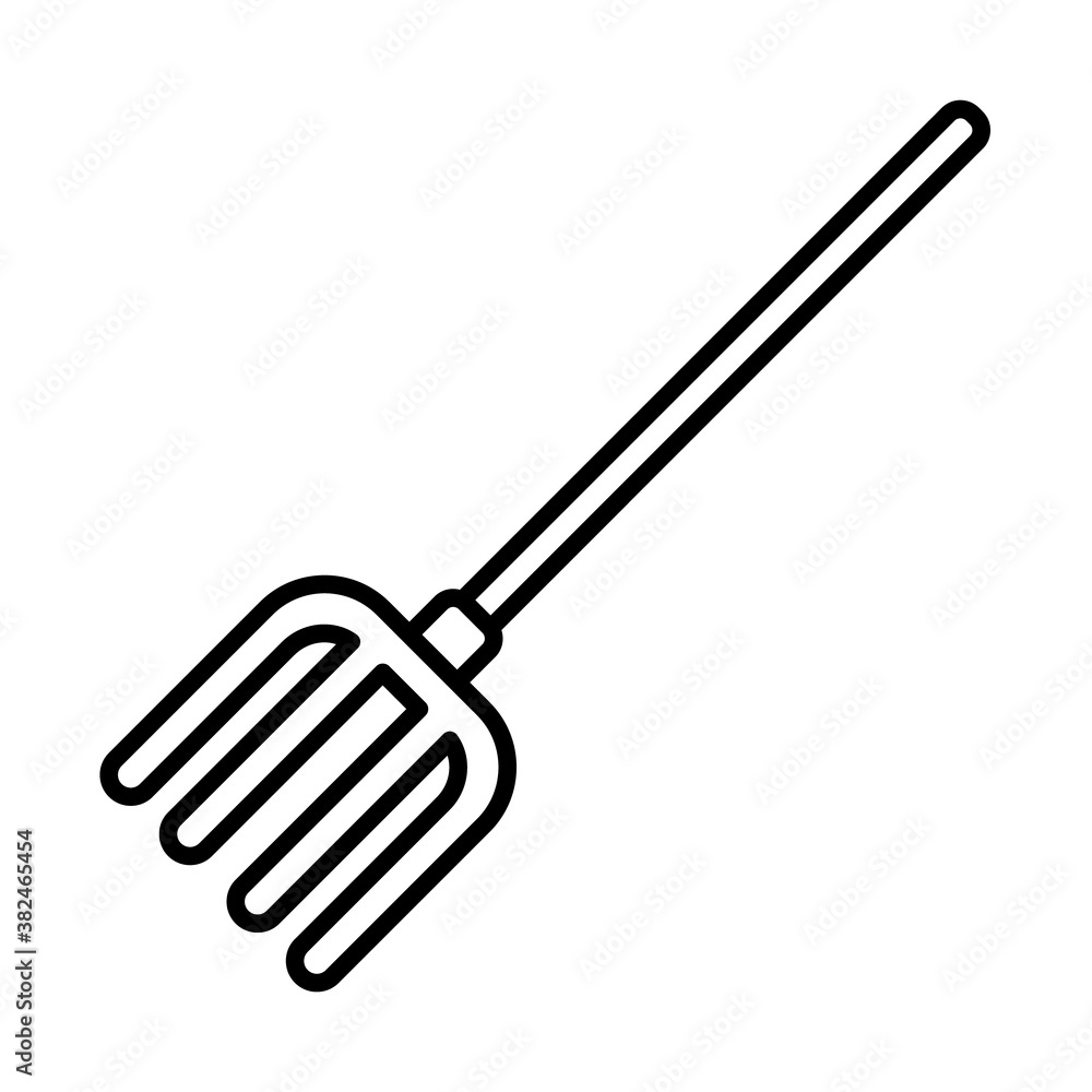 garden rake icon, line style garden rake icon, line style