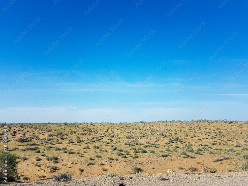 The Kyzyl Kum Desert in Uzbekistan in sunny weather. High quality photo