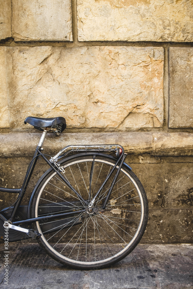 Retro Bicycle Leaning on a Grungy Wall in Italy Retro Bicycle Leaning on a Grungy Wall in Italy