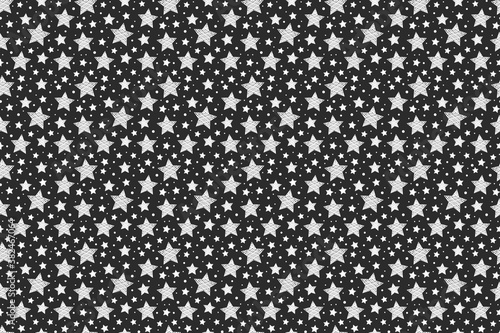 Seamless pattern with Christmas icons. Hand drawn stars. Vector