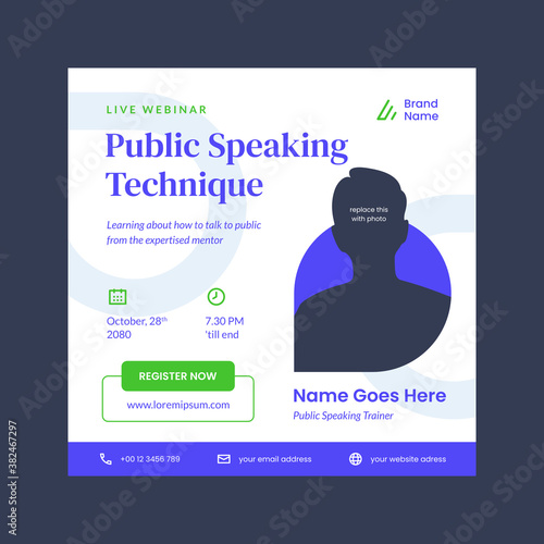 social media webinar poster template vector