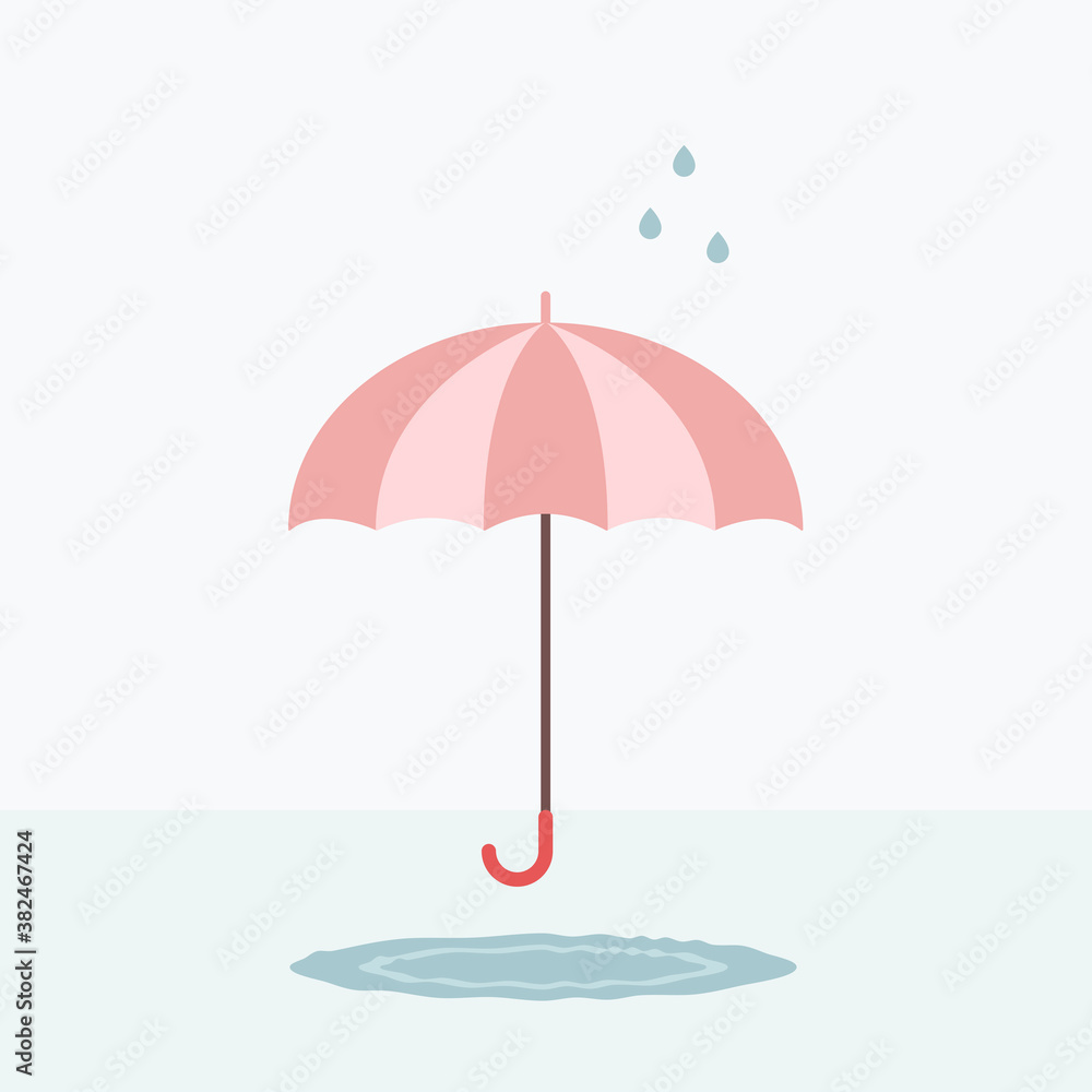 flat umbrella with rain drops