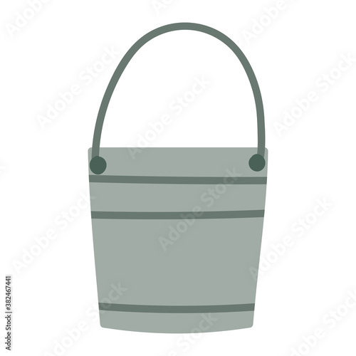 gardening, metallic bucket tool isolated icon style